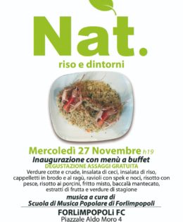 Mercoledì 27 Novembre A Forlimpopoli l’inaugurazione di Nat. riso e dintorni con Buffet e Musica